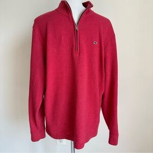 Vineyard Vines Men’s Red Quarter Zip Pullover, size Large